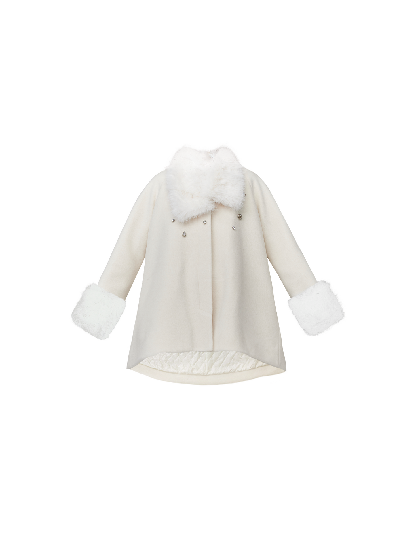 Luxe Faux Fur Trim Coat - Winter Jacket in Ivory and Black