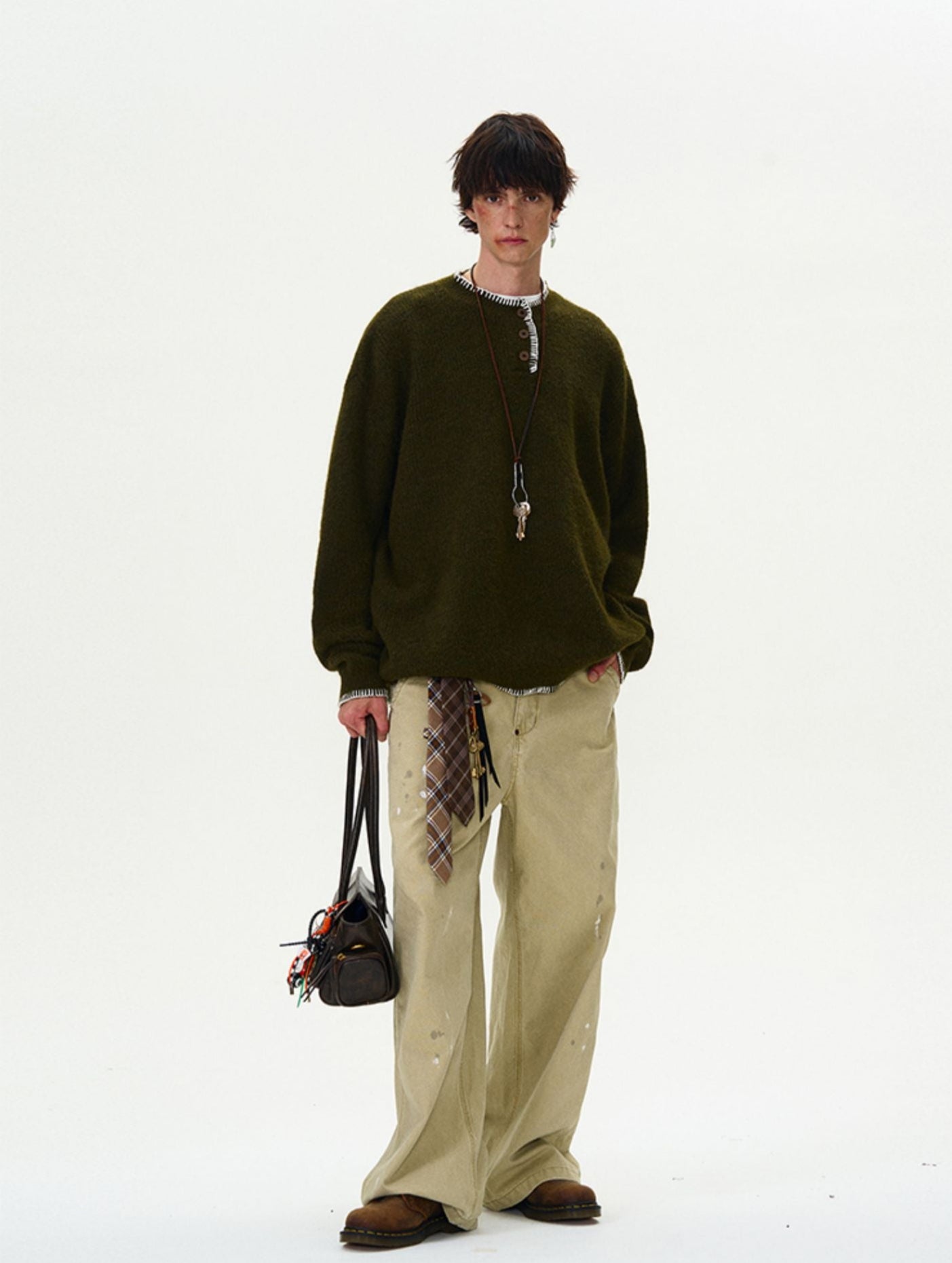 Oversized Sweater With Contrast Stitching