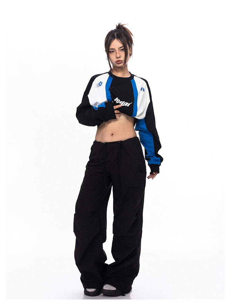 Color Block Round Neck Long Sleeve T-shirt