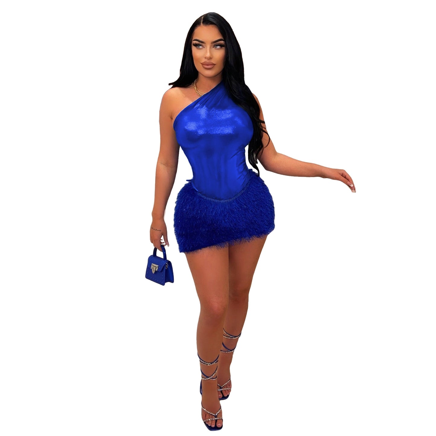 Clothing Skirt Set Jumpsuit Glossy Skirt Two Piece Set
