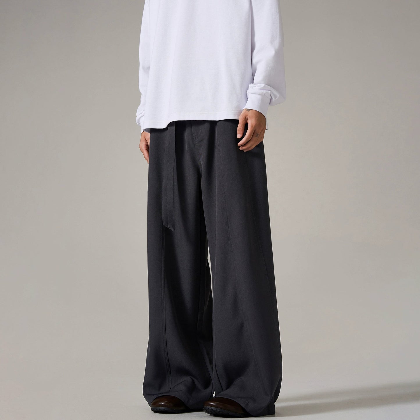 Brown Relaxed Wide Leg Pants