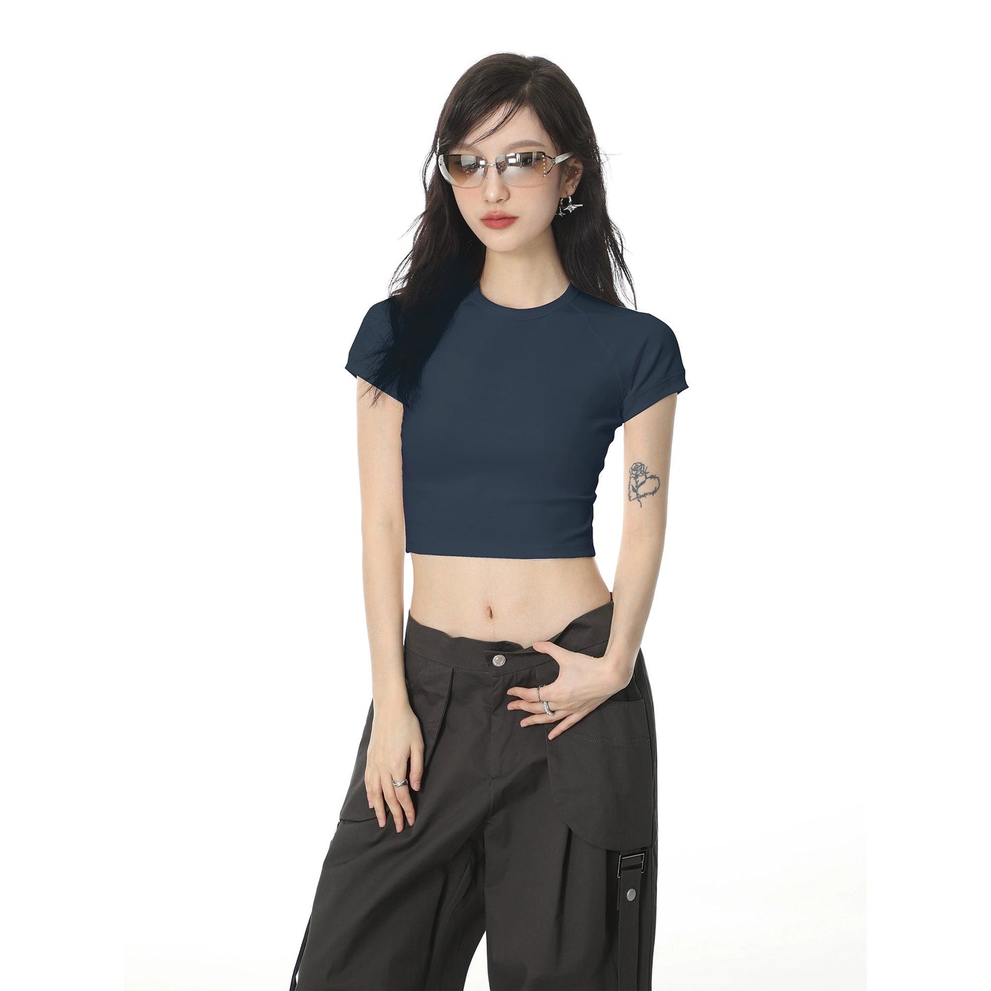 Color Regular Shoulder Short Sleeve T-shirt