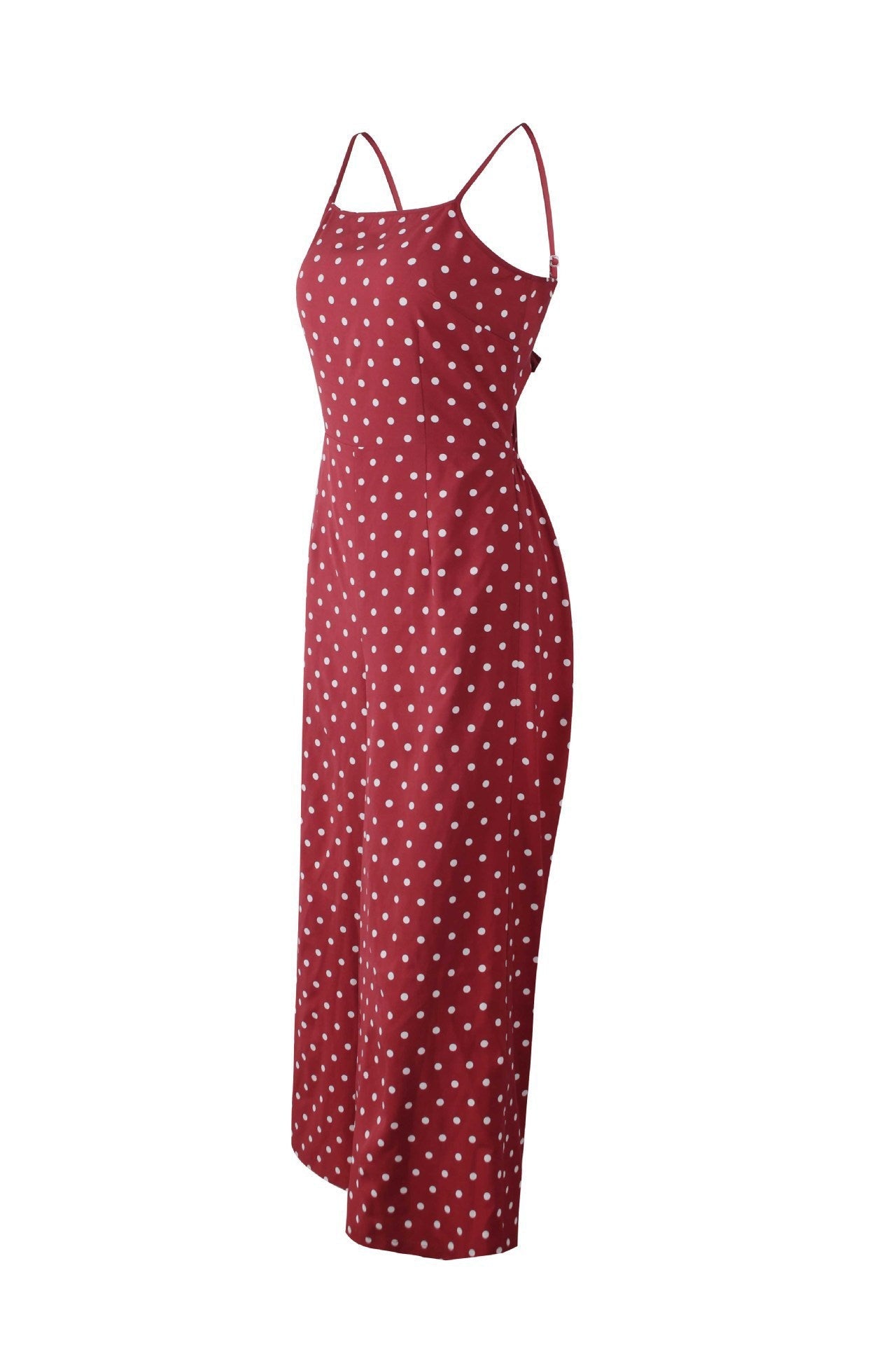Clothing Polka Dot Brace Sleeveless Lace Up Wide Leg Loose Vest Jumpsuit Trousers