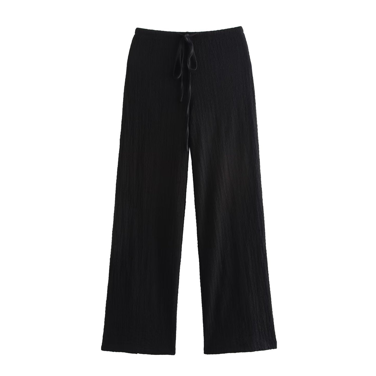 Texture Single Breasted Vest Jacket High Waist Straight Leg Pants Two Piece Sets