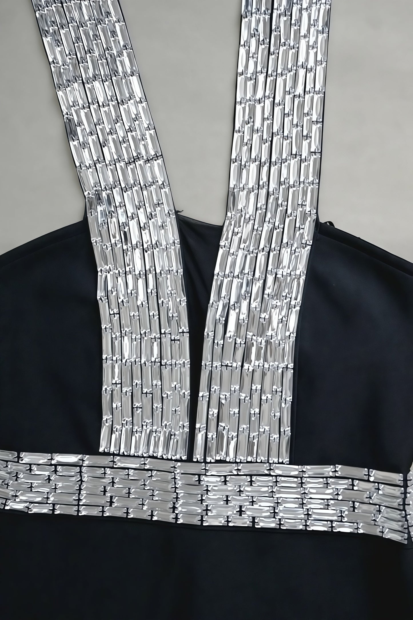 Ierra Black Diamond Studded Backless Maxi Dress
