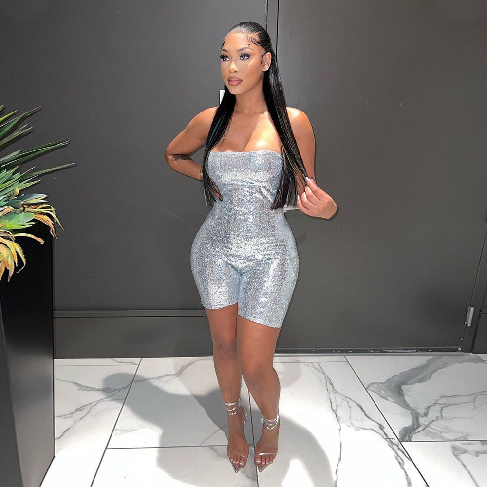 Tube Top Sequined Jumpsuit Jumpsuit