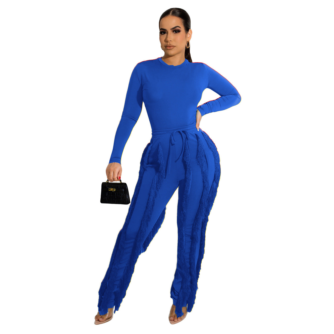 Clothing Suit Tassel Lace Jumpsuit Two Piece Set Color Sports Autumn Winter