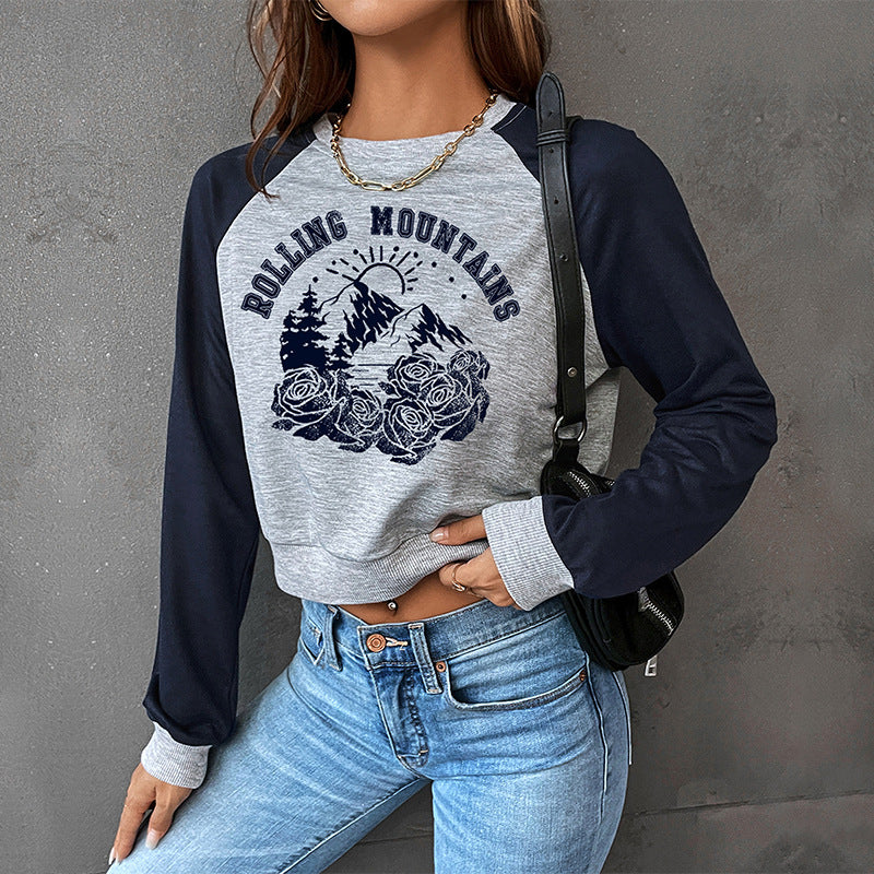 Autumn Clothing Long Sleeve Letter Graphic Print Sweatshirt