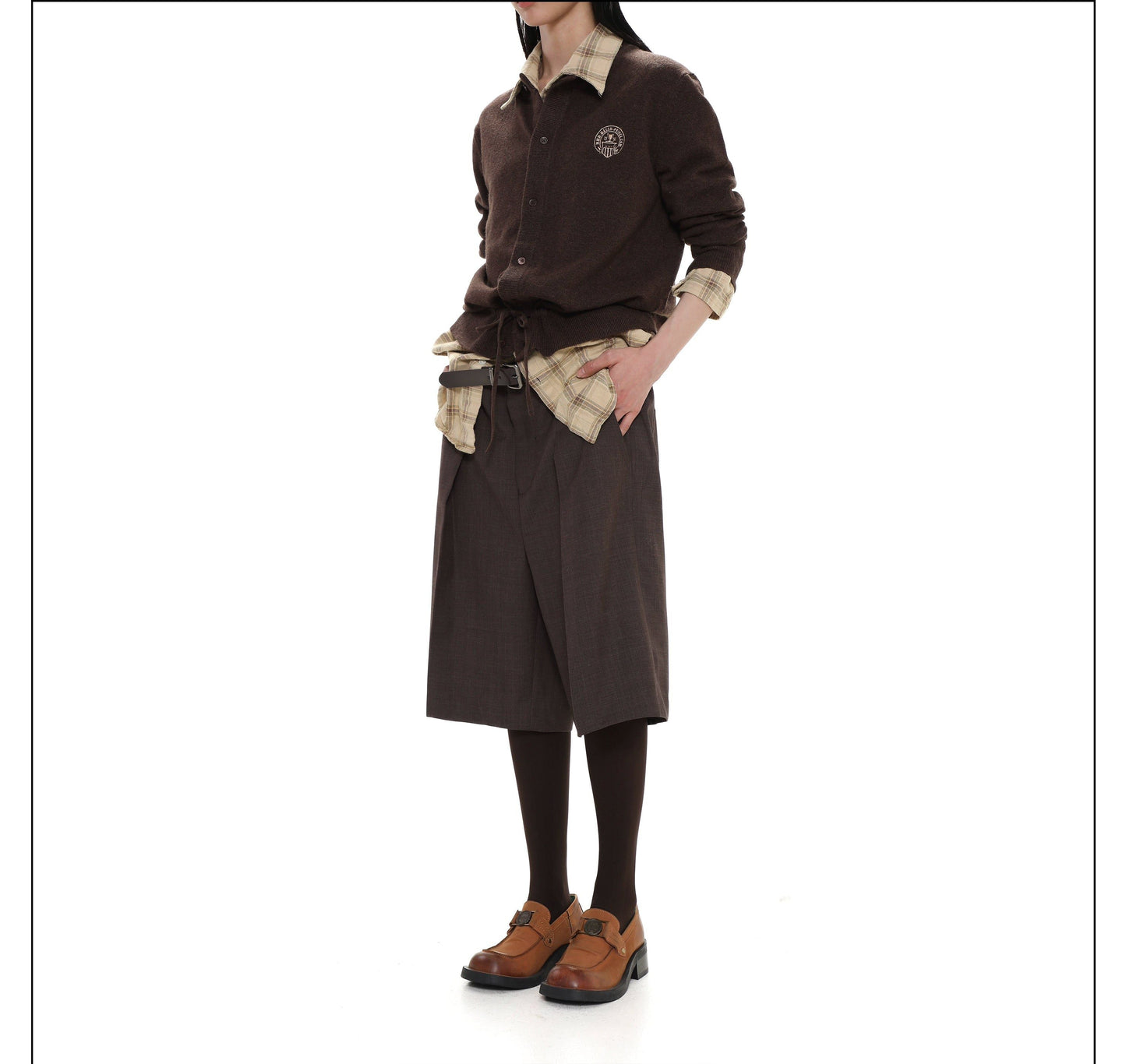 Knit Cardigan With Drawstring and Buttons