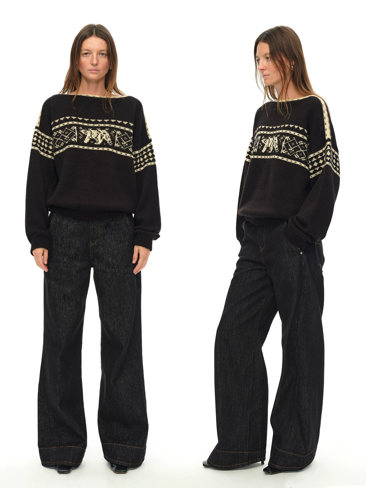 Black Off-shoulder Loose Sweater