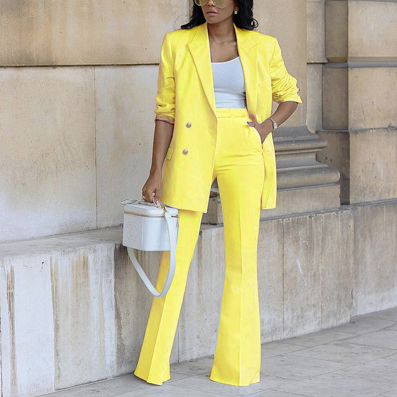 Clothing Autumn Color Suit Wide Leg Pants Two Piece Set