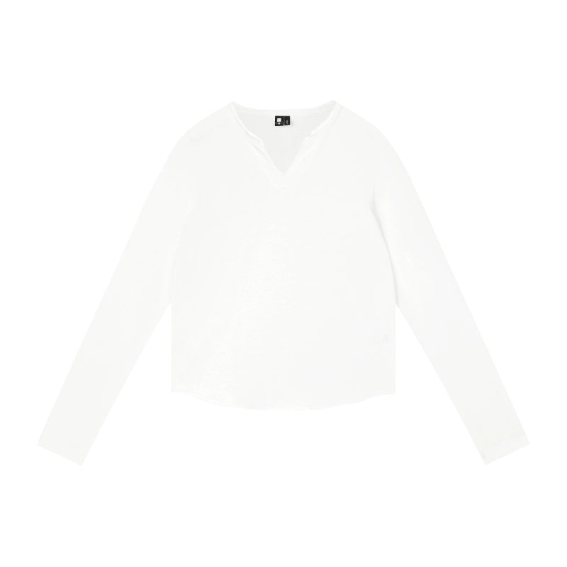 Plain V-neck Long Sleeve T-shirt