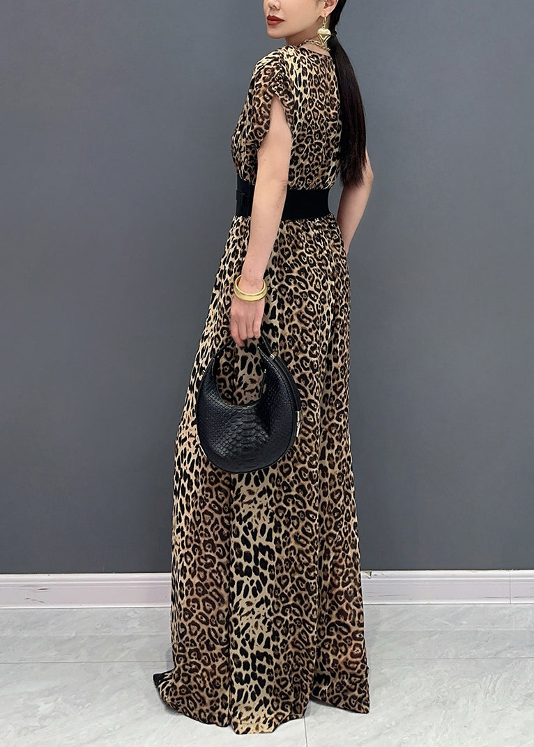 Organic Leopard Print Flattering Jumpsuits Summer Ao1067