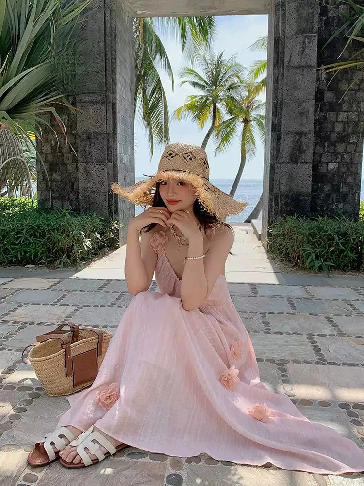 Pink Halter Maxi Dress