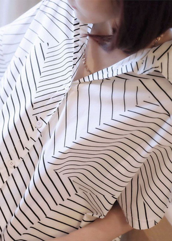 Black Peter Pan Collar Striped Maxi Dresses Summer Ly1407