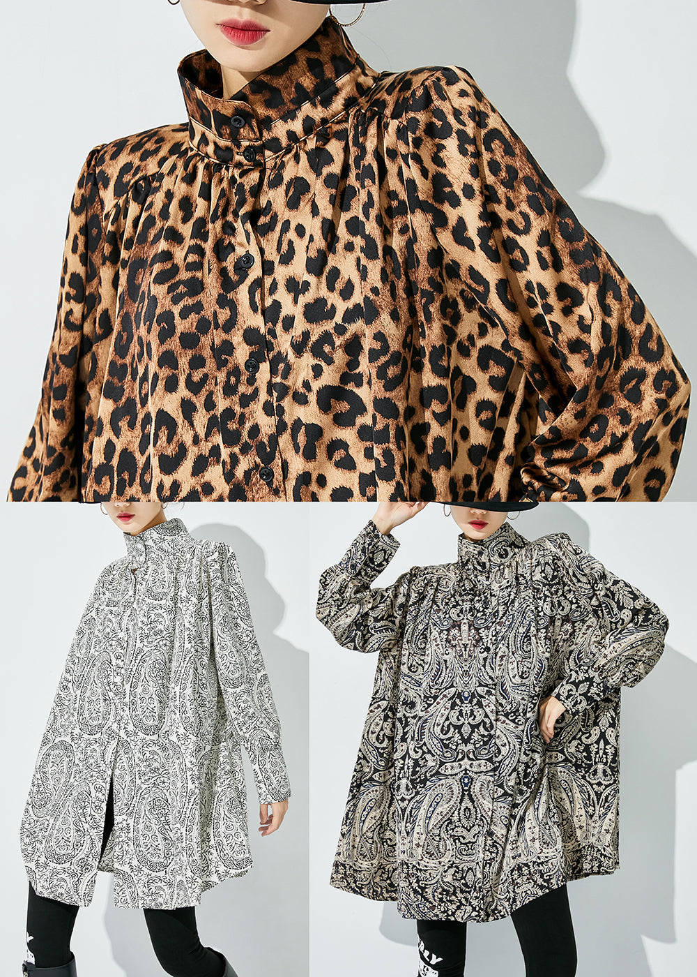 Original Design Oversized Leopard Print Blouses Spring Ly0820