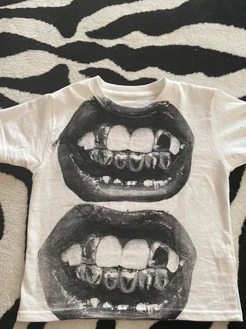 Punk Y2k Baby Short Sleeve Top Gothic Street T-shirt ’s Leisure Basic T-shirt ’s Summer Top E ’ Gothic Emo