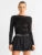 Summer See-through Mesh T-shirt Top Pleated Patchwork See-through Slim Cropped Top Tee Female T-shirt Pullover