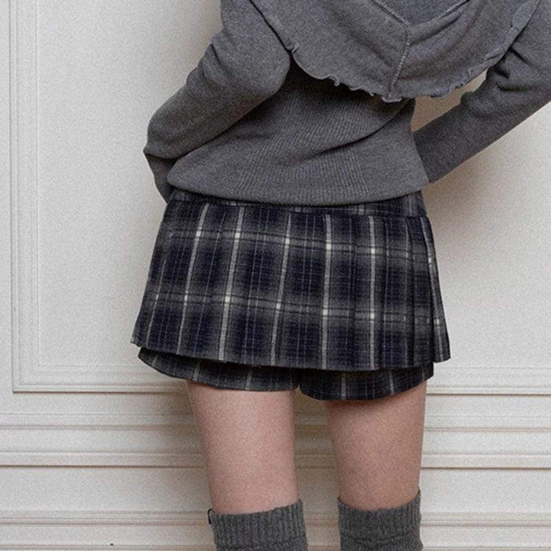 Plaid Aline Shorts Skirt England Style Low Waist Mini Skirts Japanese Korean Preppy Bottoms Y2k