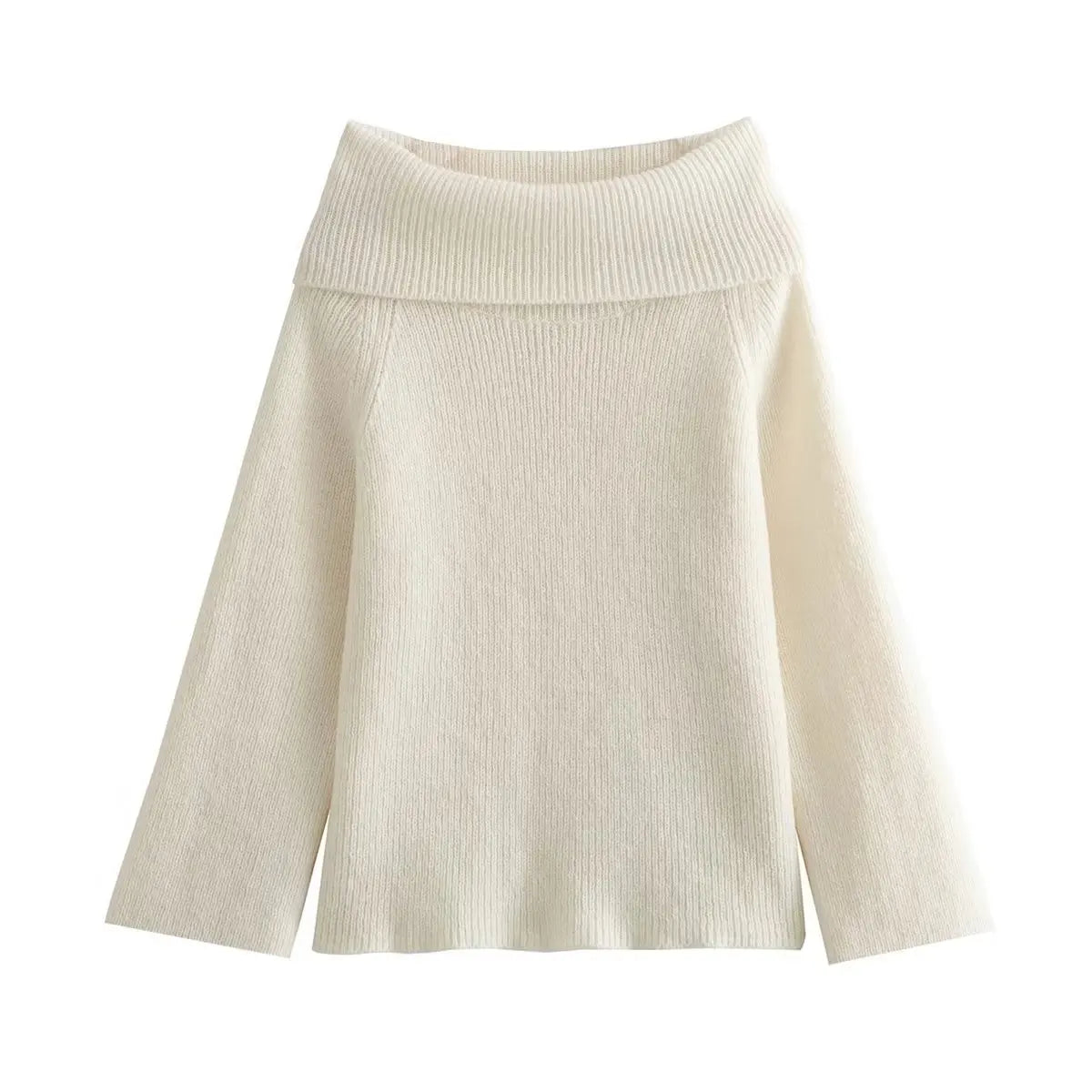 Offshoulder Knit Sweater Pullover for Slim High Street Loose Patchwork Camisola Knitwear Top