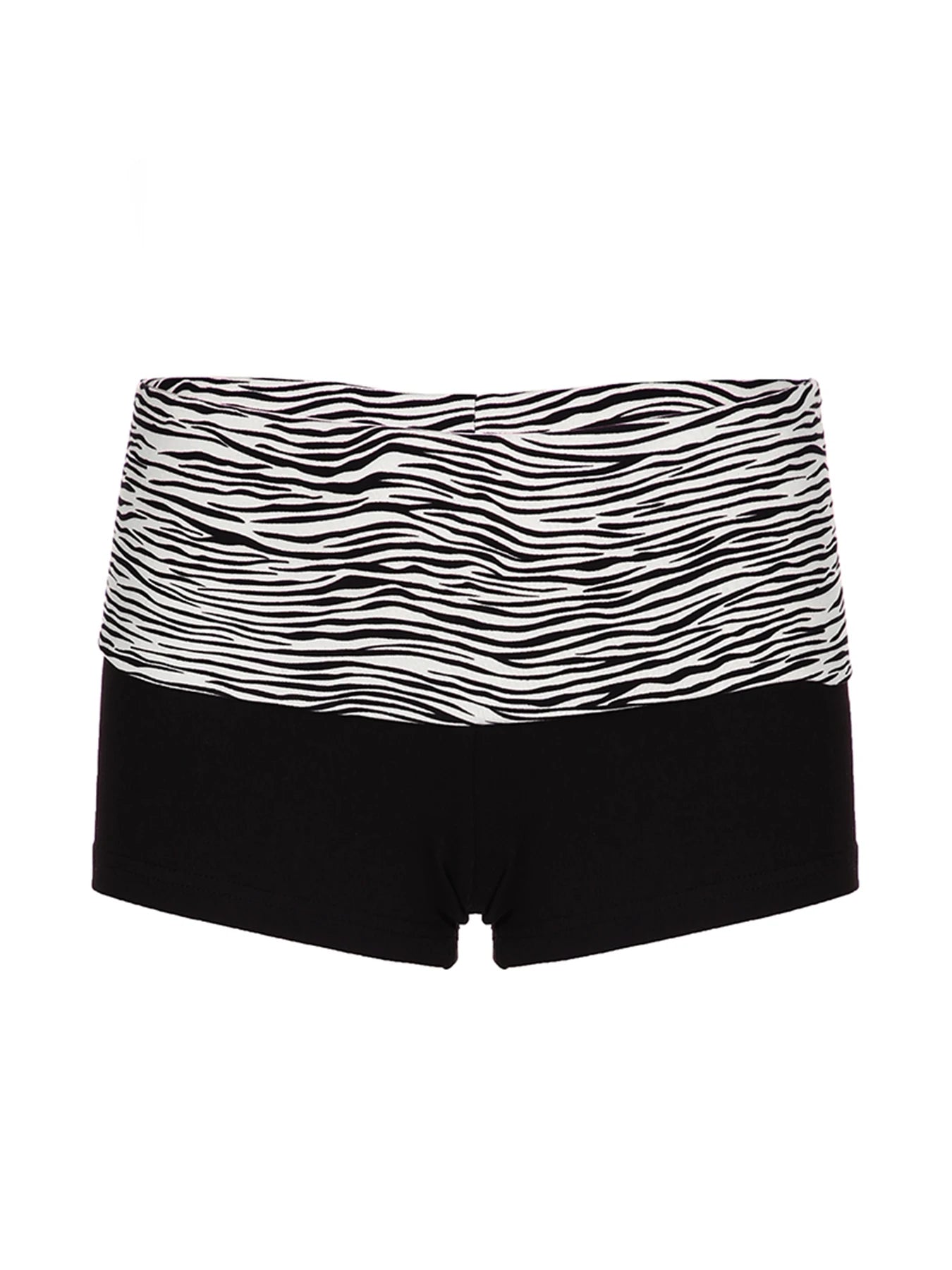 Contrast Stripe Waist Skinny Black Booty Shorts for Basic Summer Vacation Outfits