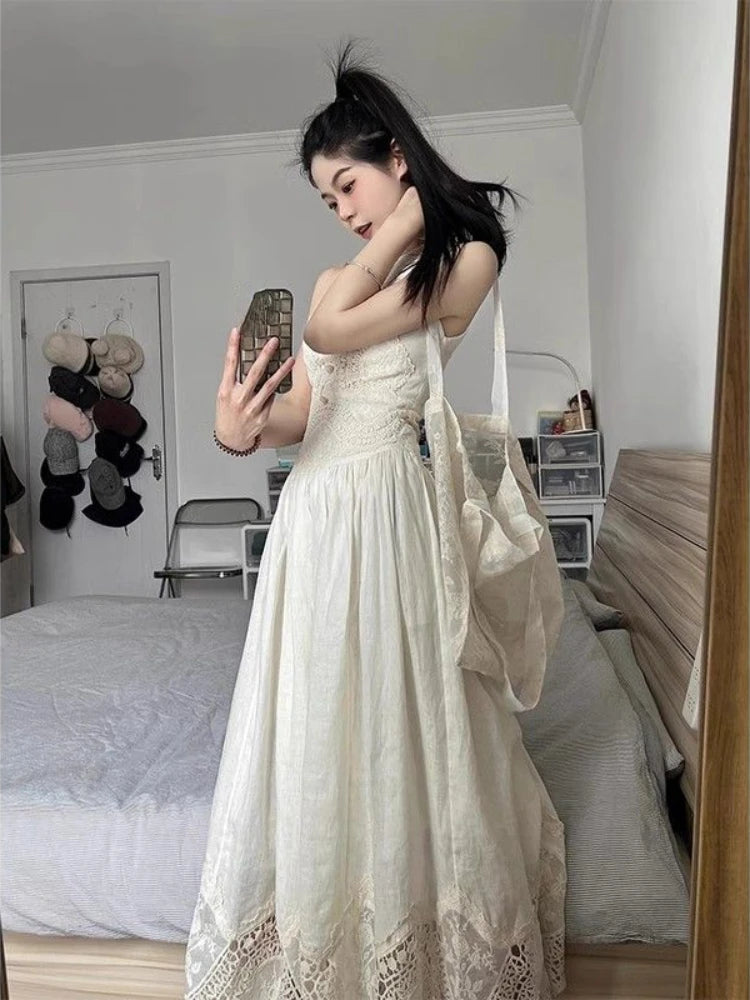 Sleeveless 2000s Y2k Midi Dress One Piece Dress Korean Outfits Even Party Beach Style