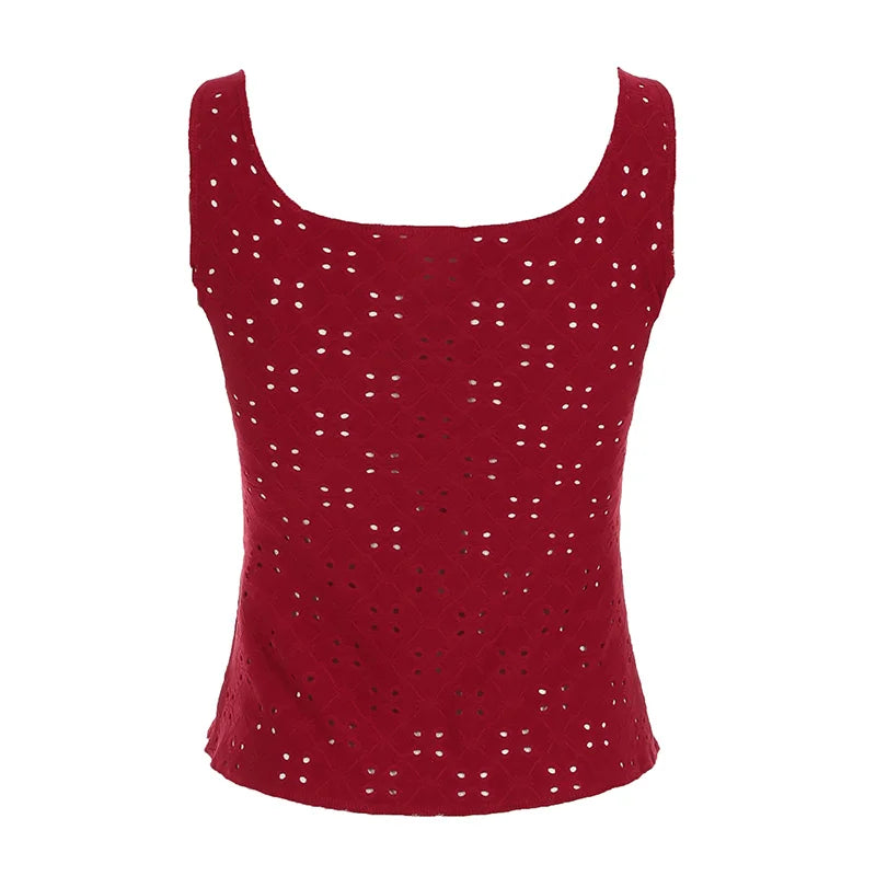 Christmas Red Lace Up Cut Out ��s Tanks Sleeveless Design V-neck Backless Exquisite Blouses