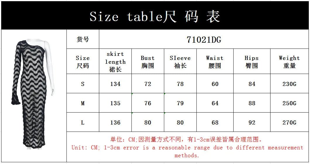 One Shoulder Flare Sleeve Beach Dress See Through Slim Maxi Dress Long Dress Holiday Beach Outfit