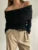 Sweater Knit Pullover Backless Slim Bandeau Cropped Top Off-shoulder Autumn Knitwear Top