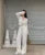 Korean 2-piece Pants Set Tracksuit Autumn New Hooded Zip-up Crop Top Long Pants Outfits