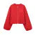Retro Woolen ’s Bomber Jacket Long Lantern Sleeves Pockets O-neck Loose Female Coat Autumn High Street Outwears