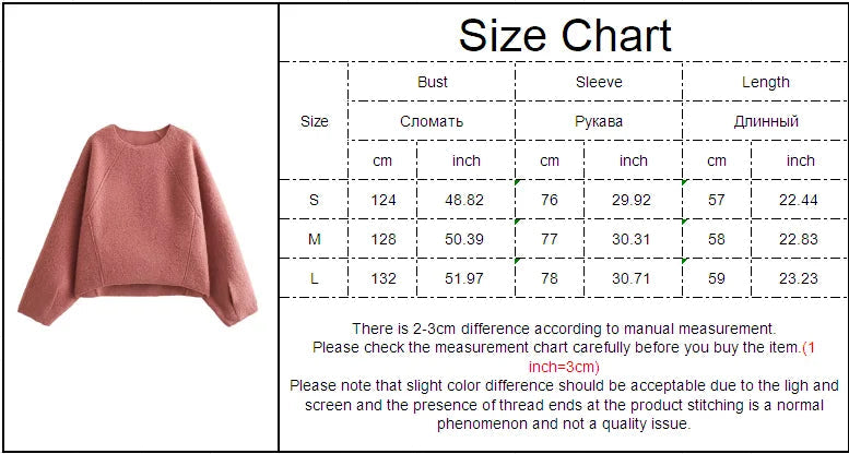 Simple Cropped Woolen Sweatshirt Woman Oneck Long Sleeve Loose Pull Hoodie Female Sweatshirts Top