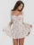 Print Mini Dress for Autumn Winter New Square Collar Long Sleeve Backless Loose Club Party Dress
