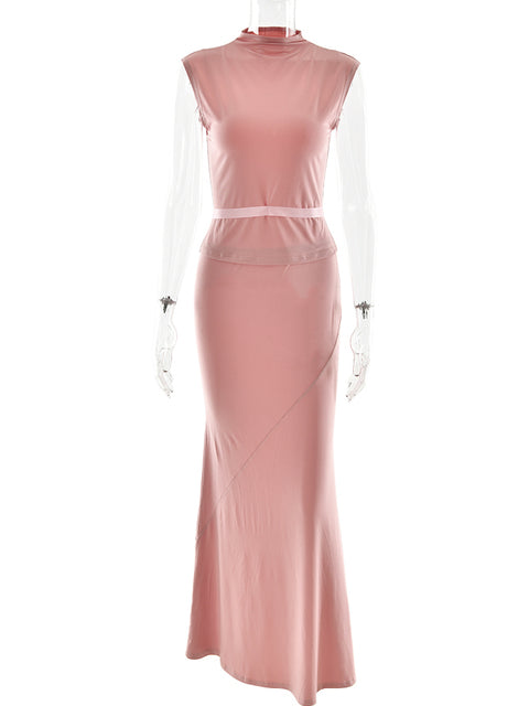 Sleeveless Round Neck Slim Fit Top and Skirt Set for ’s Autumn Winter New Party Two-piece Set