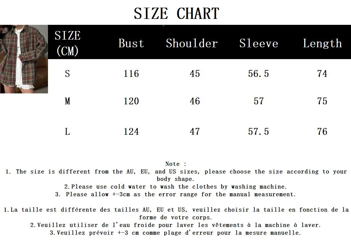 Classic Plaid Shirts for Spring Autumn Single Breasted Long Sleeve Blouse Outerwear Loose Blouses