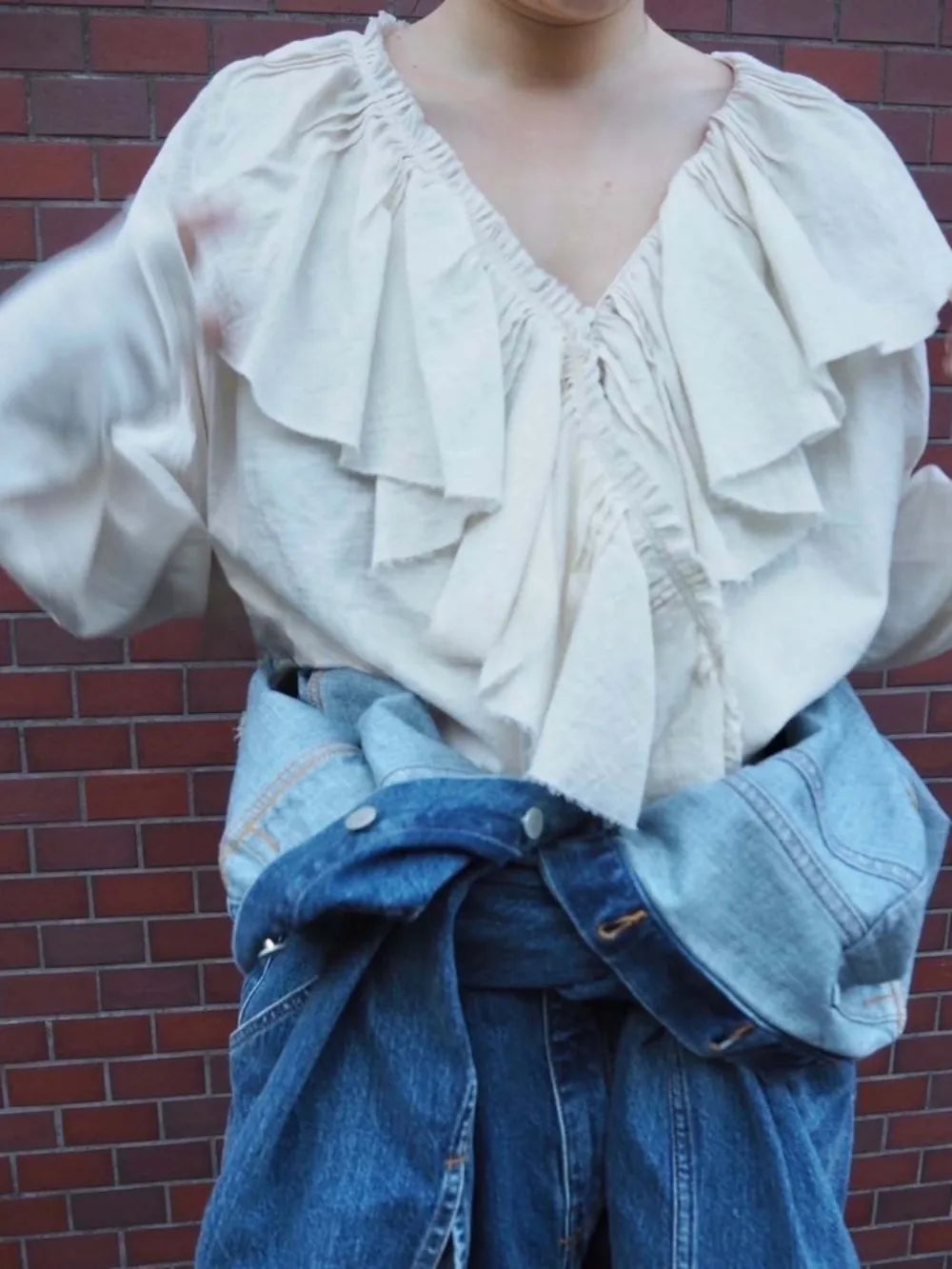 Ruffles Stereoscopic Ruched Blouse