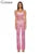 Lace Patchwork Two Piece Set Hipster Suspendency Bandage Sheer Camis+high Waist Slim Pants Female Attirewear