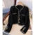 Cropped Black Tweed Jacket Suit Quilted Coat Winter Short Blazer Korean Thick Outerwear Tops