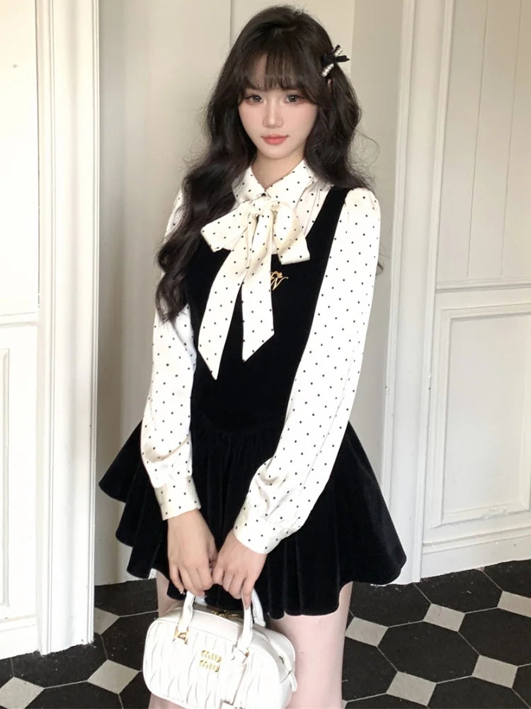 Autumn Spring New Patchwork Mini Dress Long Sleeve Female New Clothes