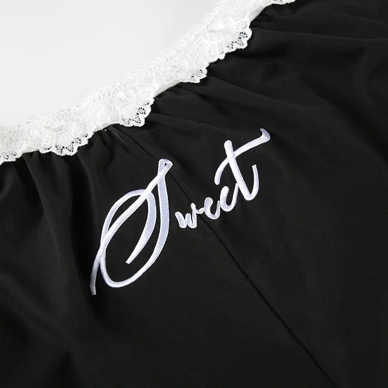 Korean Retro Contrast Color Lace Patchwork Pants Autumn New High Waist Loose All Match Wide Leg Pants