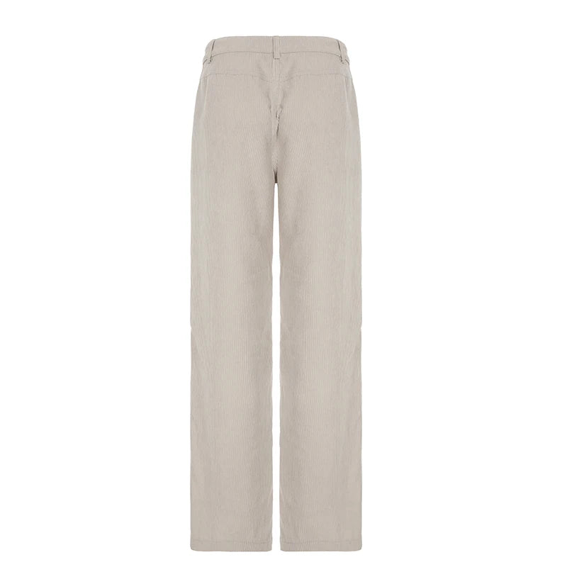 Causal All-match Basic Corduroy Pants Gentle Loose Wide Leg Pants Simple High Autumn New