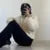 Retro Plush Single Breasted Cardigan Loose O-neck Short Sweaters Female Winter Autumn Street Knitwear
