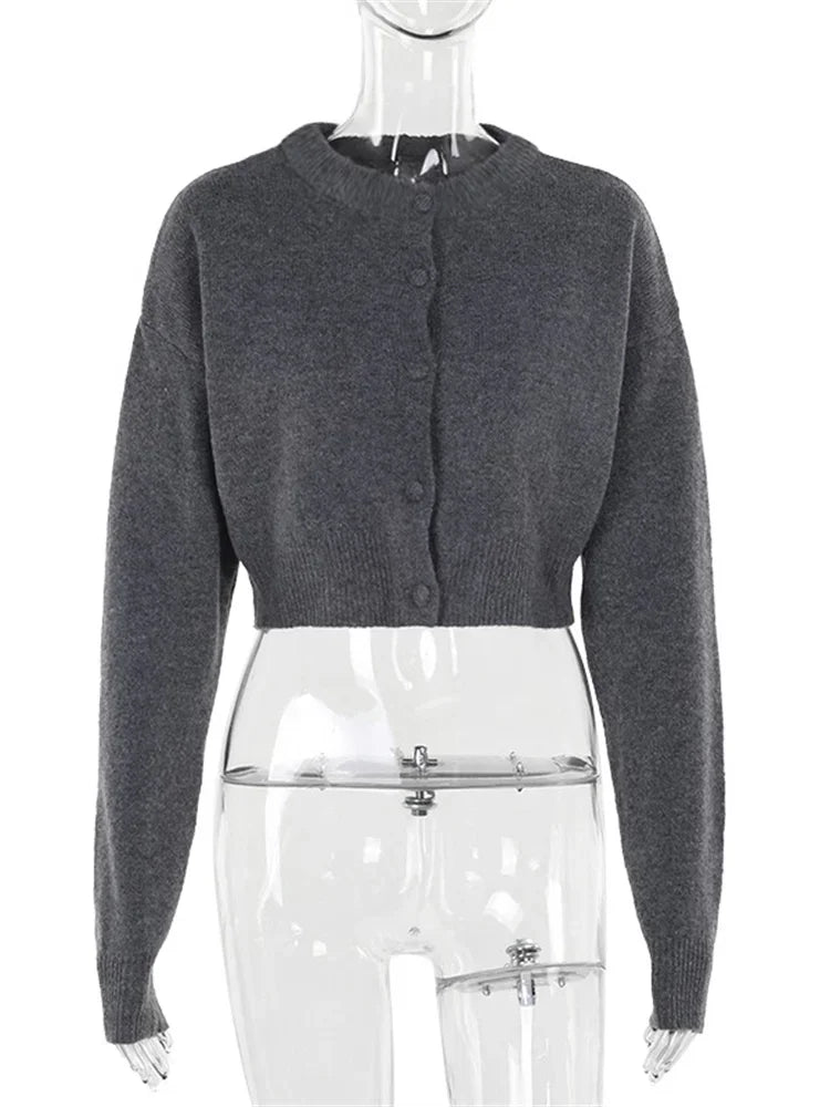 Knit Cardigan Sweater Female Long Sleeve Cropped Top Patchwork Commute Top Knitwear Cardigan