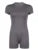 Back Zip Up O Neck Short Sleeve Skinny Gray Playsuits for Black Basic Sports Summer Rompers