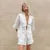 White Cotton Linen Hollow Out Lace Up Top and Short Pants Suit ’s Loose Top Splice Sets Lady Summer