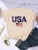 Usa Letters American Flag Stars and Stripes Printed T-shirts Street Hip Hop Tee Clothing Summer Breathable Tshirt Female