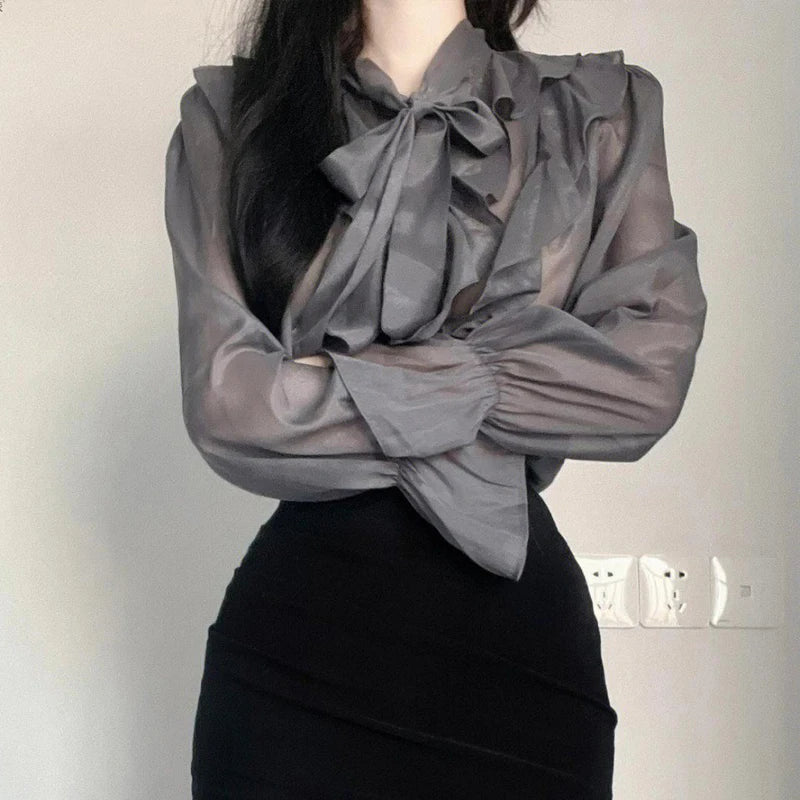Chiffon Bow Office Lady Blouse