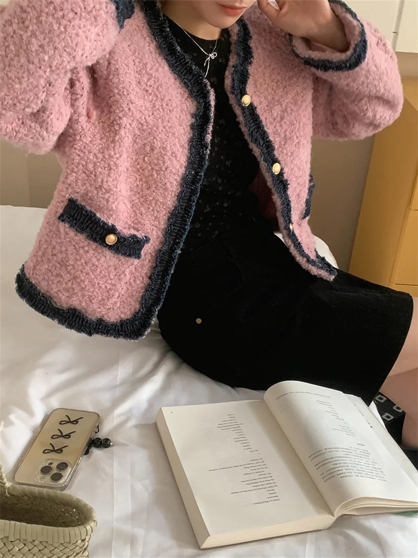 Office Wear Coats Lamb Wool Gentle Winter Lady Slim New Full Sleeve Warm Ol Loose