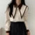 Shirts Korean Patchwork Black Long Sleeve Blouses Office Red Chiffon Tops New