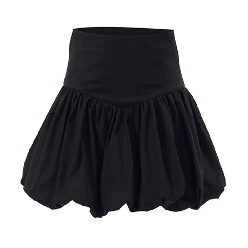 American Retro Color All Match Aline Skirt Summer New High Waist Pleated Bud Skirt